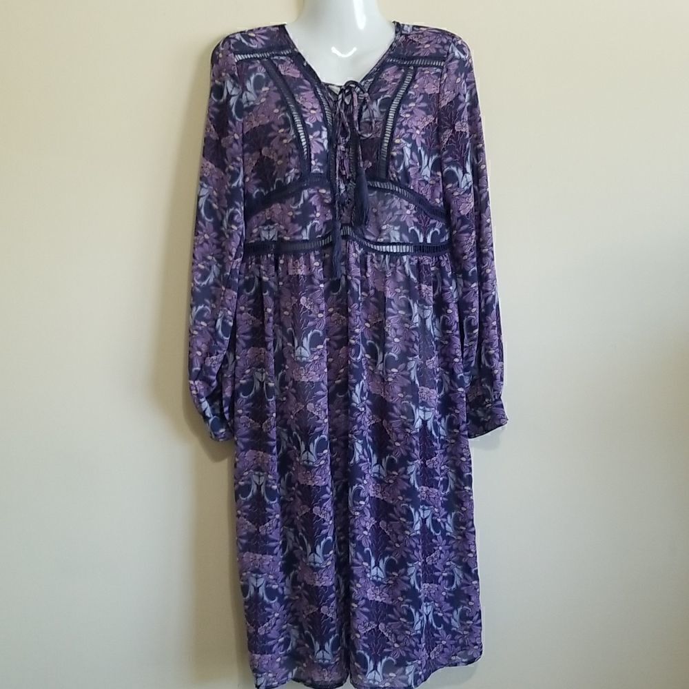 Xhiliration Purple Floral Print Dress Sz small - Picture 4 of 6